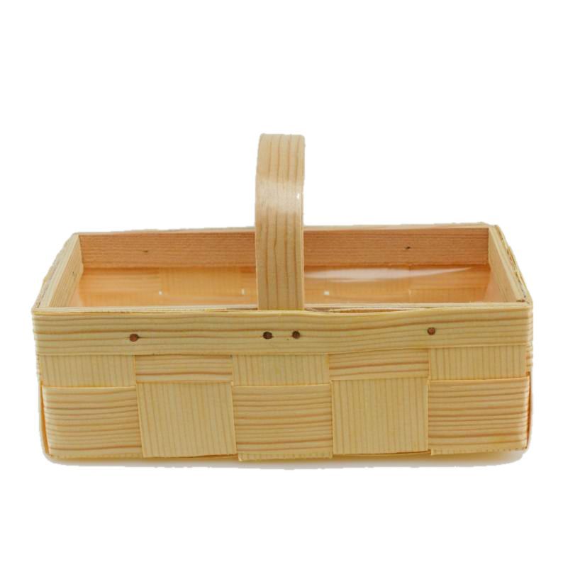 rechthoekige mand gevlochten hout 1 oor