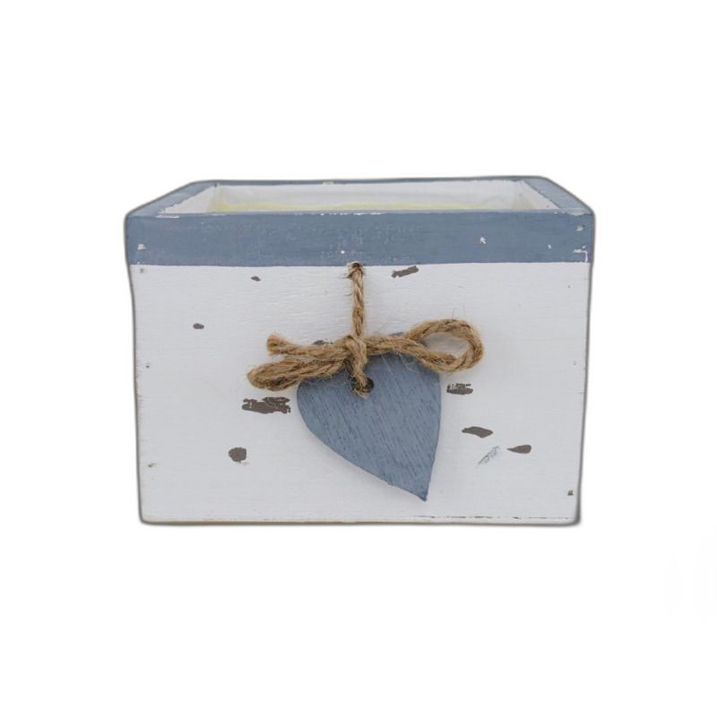 bois carré gris / blanc avec coeur