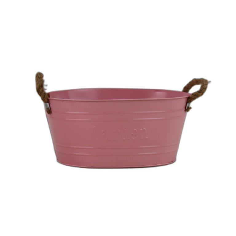 zinc ovale rose brillant "garden" 30.5x22.5