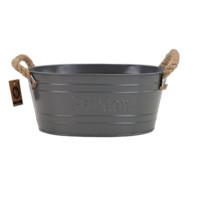 zink ovaal antraciet grijs 'garden' 27.5 x 20.5