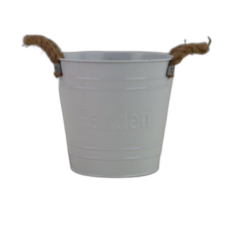 zinc seaux blanc brillant "garden" D21