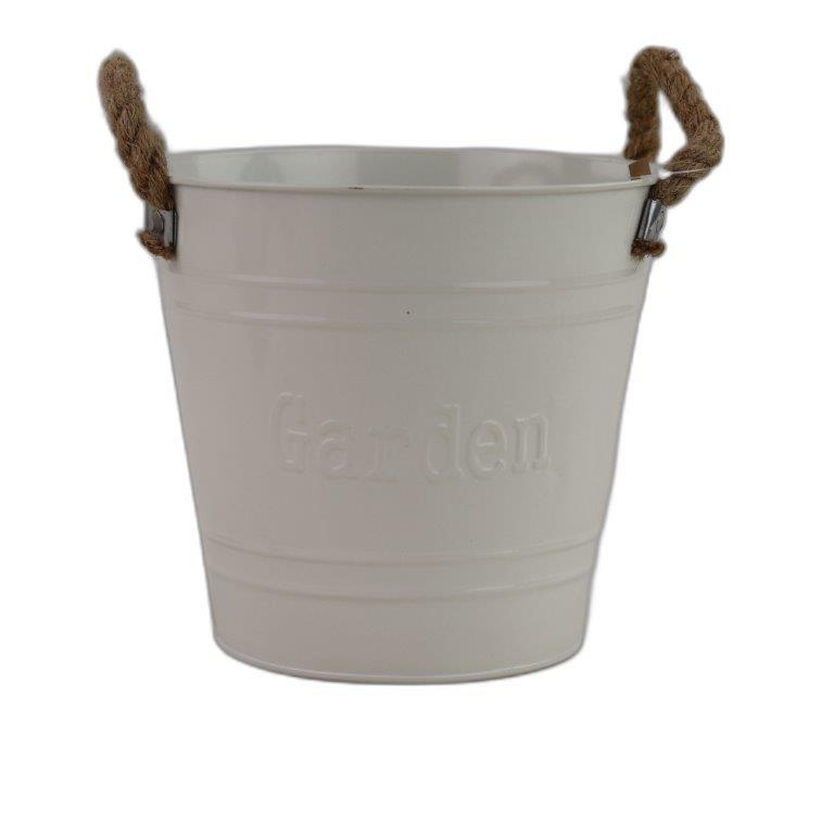 zinc seaux blanc brillant "garden" D27