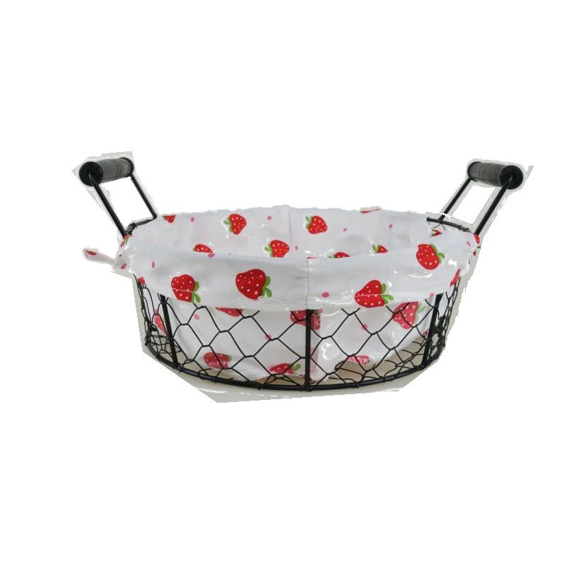 panier metal rond + tissue fraise