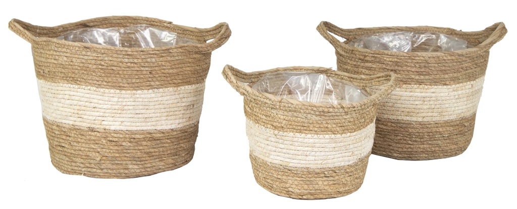 mand stro 2 kleuren met jute oren set 3