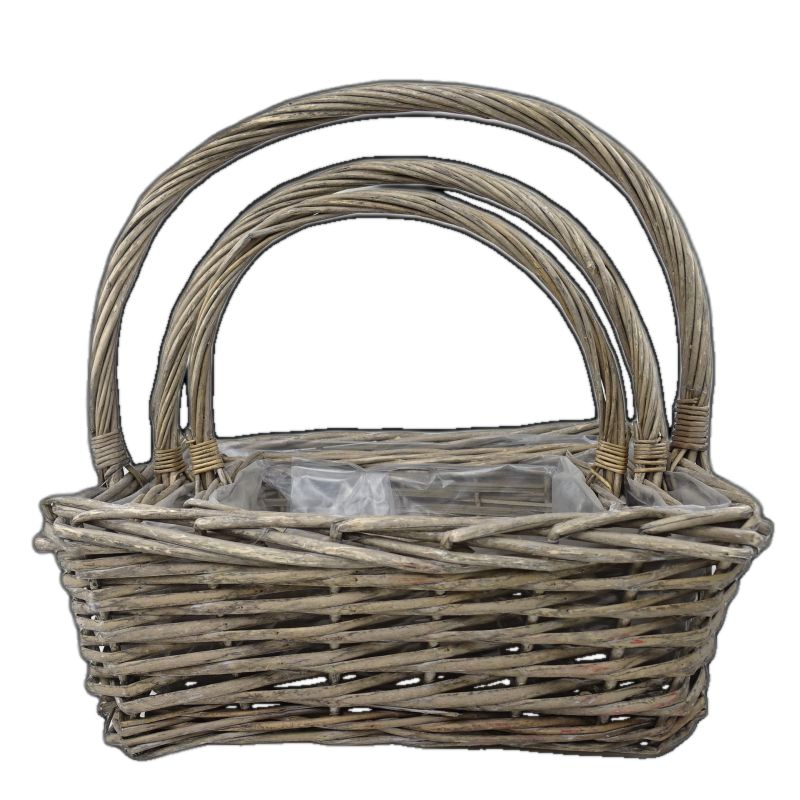 corbeille rectangulair set de 3 gris