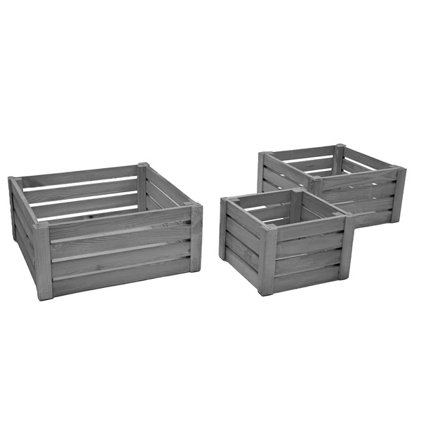 caisse en bois carré S3 gris