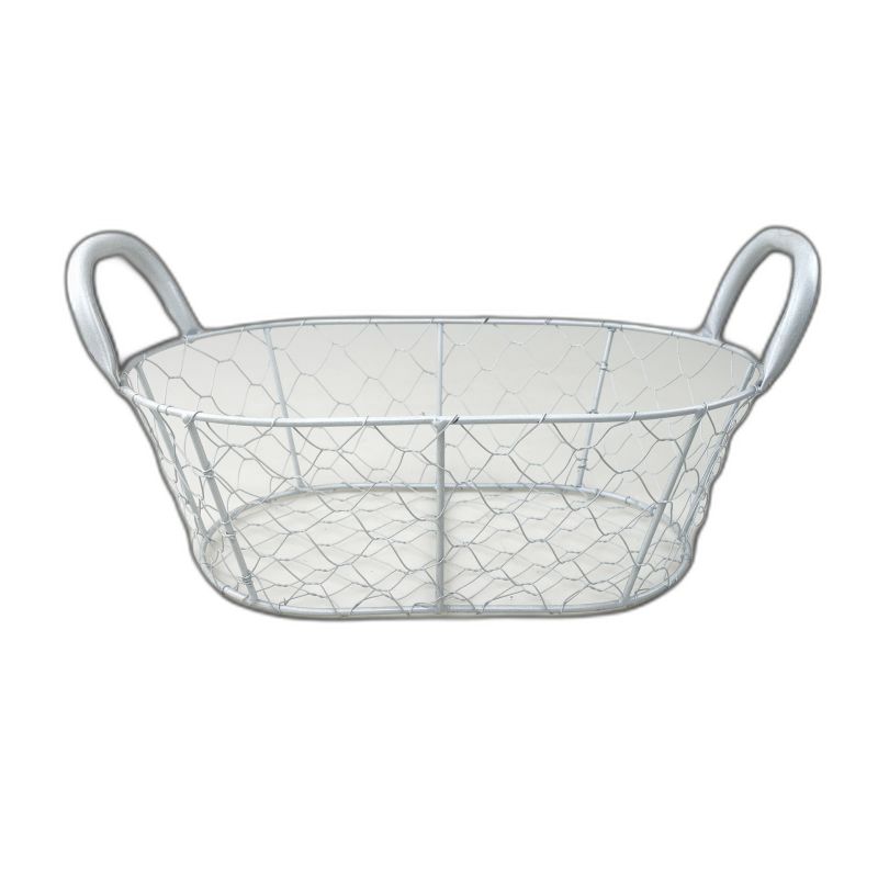 panier metal blanc ovale S 30x20