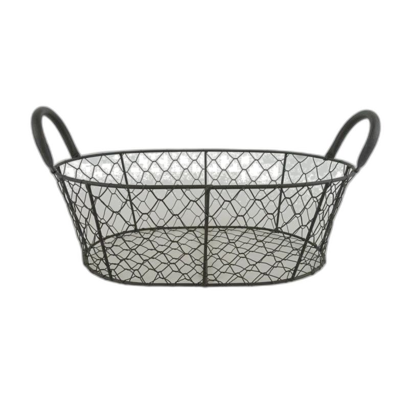 panier metal taupe ovale L 35x25