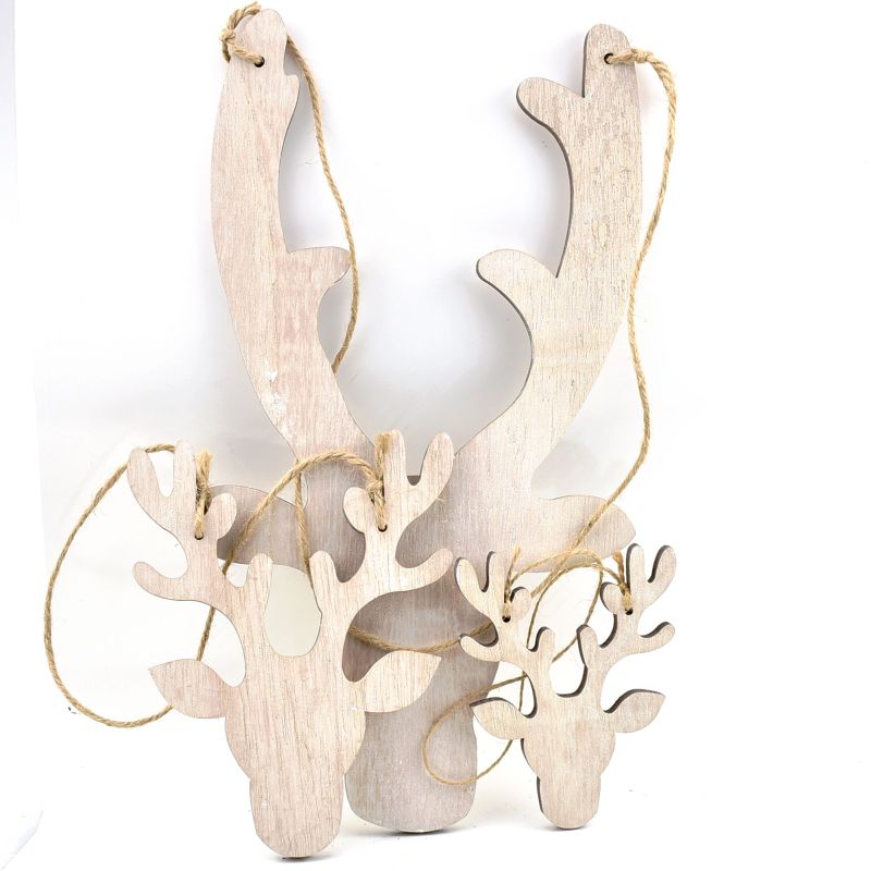 reindeer hanger whitewash set 3