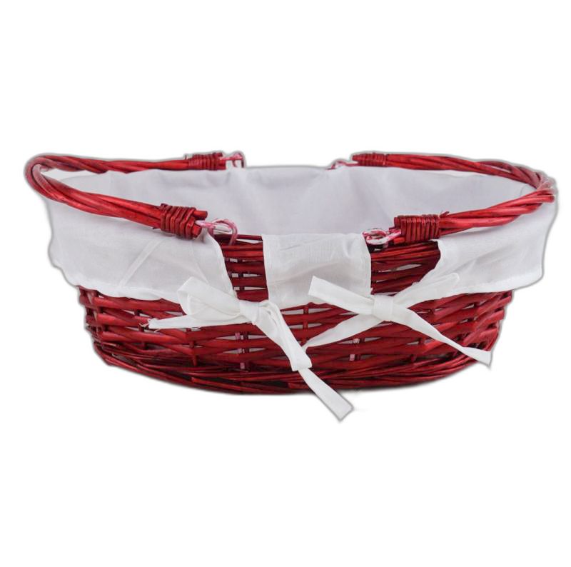panier ovale 2 anses mobile 35x28x11H rouge + tissue