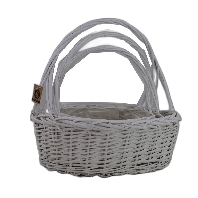 corbeille ovale set3 blanc 44x32h15/40