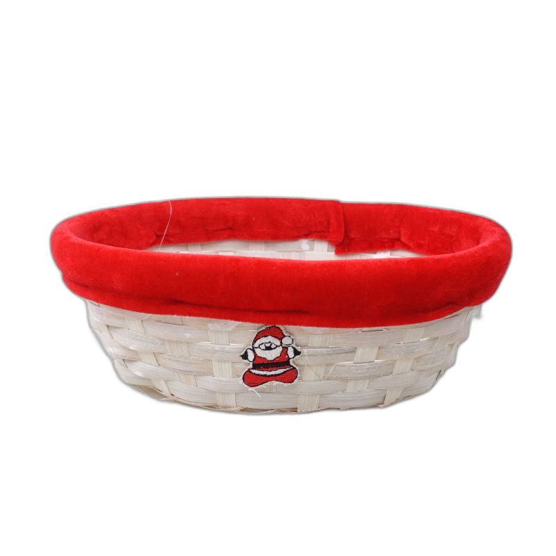 bamboe carré blanc pluche bord rouge