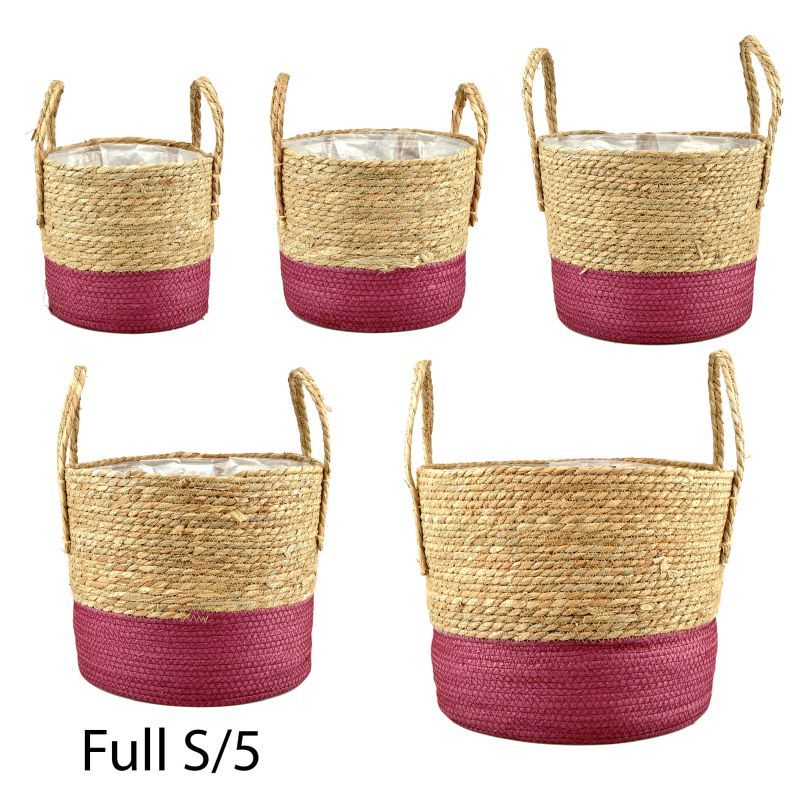 panier naturel/bordeaux ans jute set 5