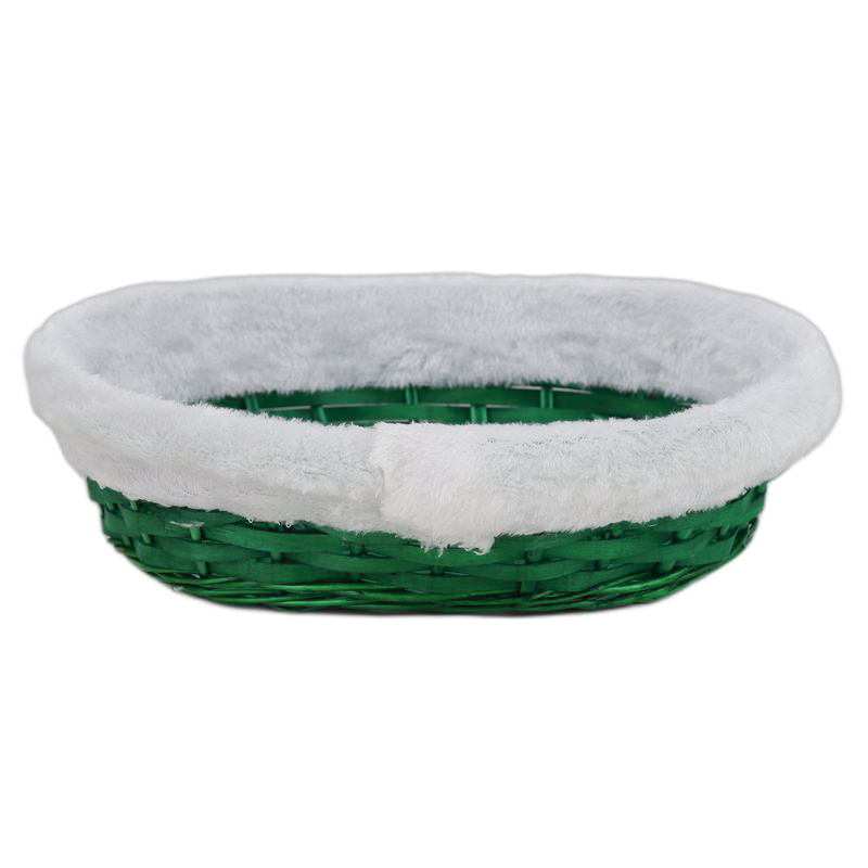panier Noël ovale vert bord peluche
