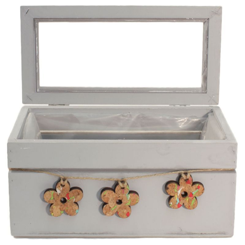 caisse en bois + fleurs