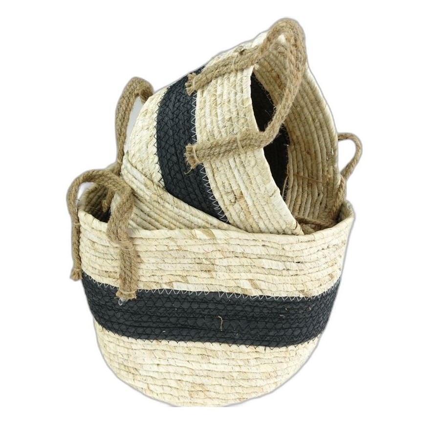 panier naturel et noir ans jute set 3