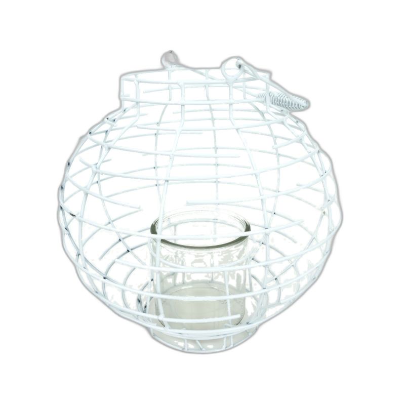 lanterne blanc métal boule