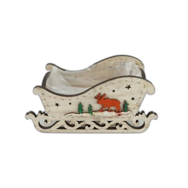 traîneau bois naturel rouge