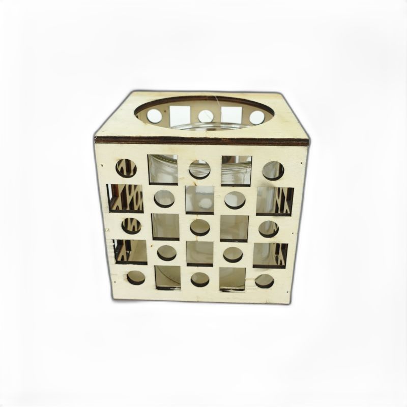 theelichthouder naturel hout deco