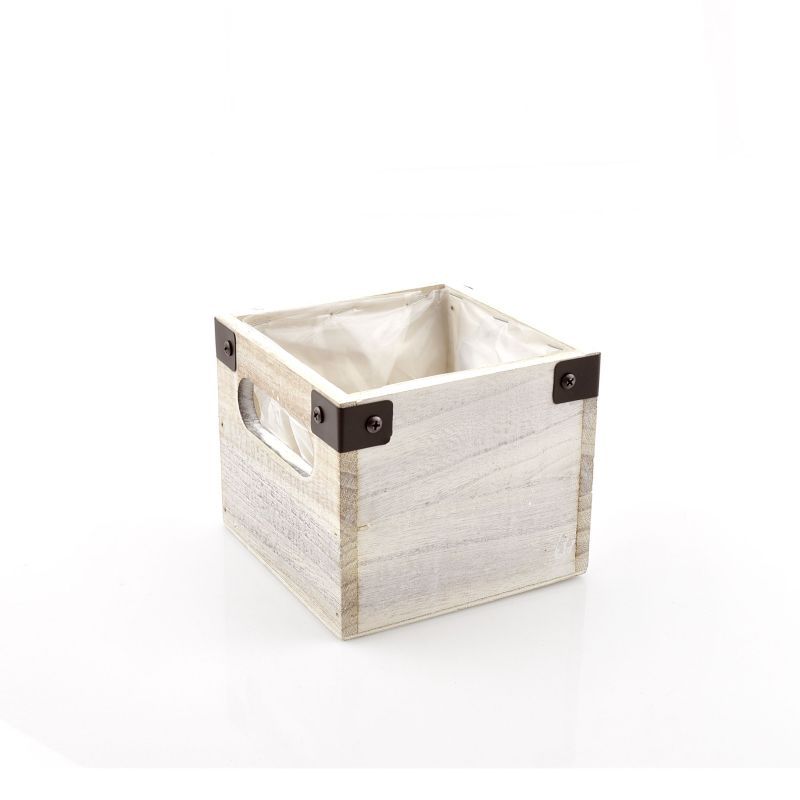 houten kubus wit antique M