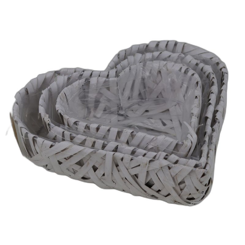 panier forme de coeur set3 blanc