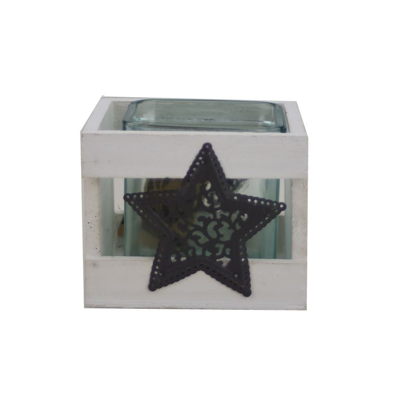 theelichthouder metalen Ster + 1 glas Kerst Jac