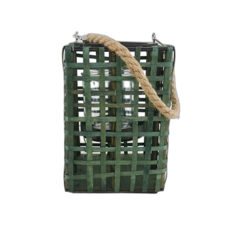 lanterne carré cage bamboe vert Noël