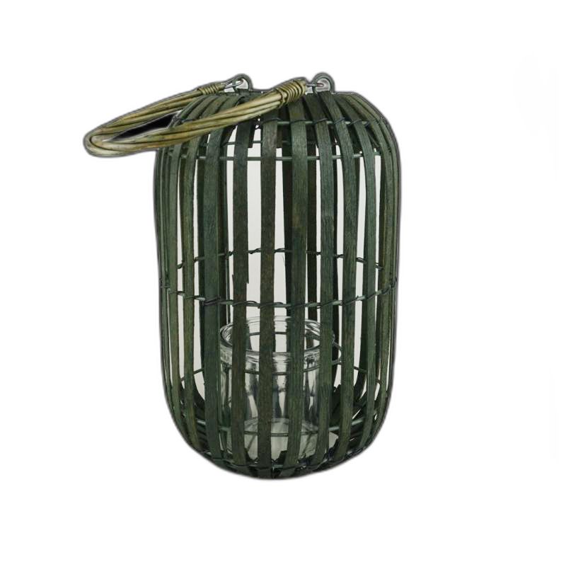 lanterne bamboe rond vert Noël