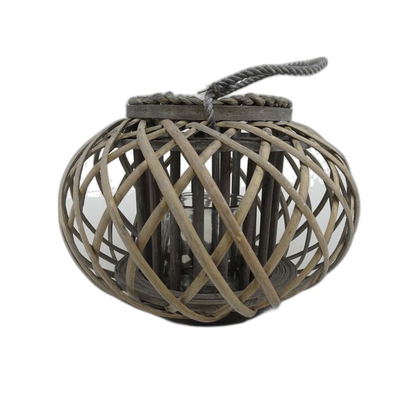 photophore boule osier gris