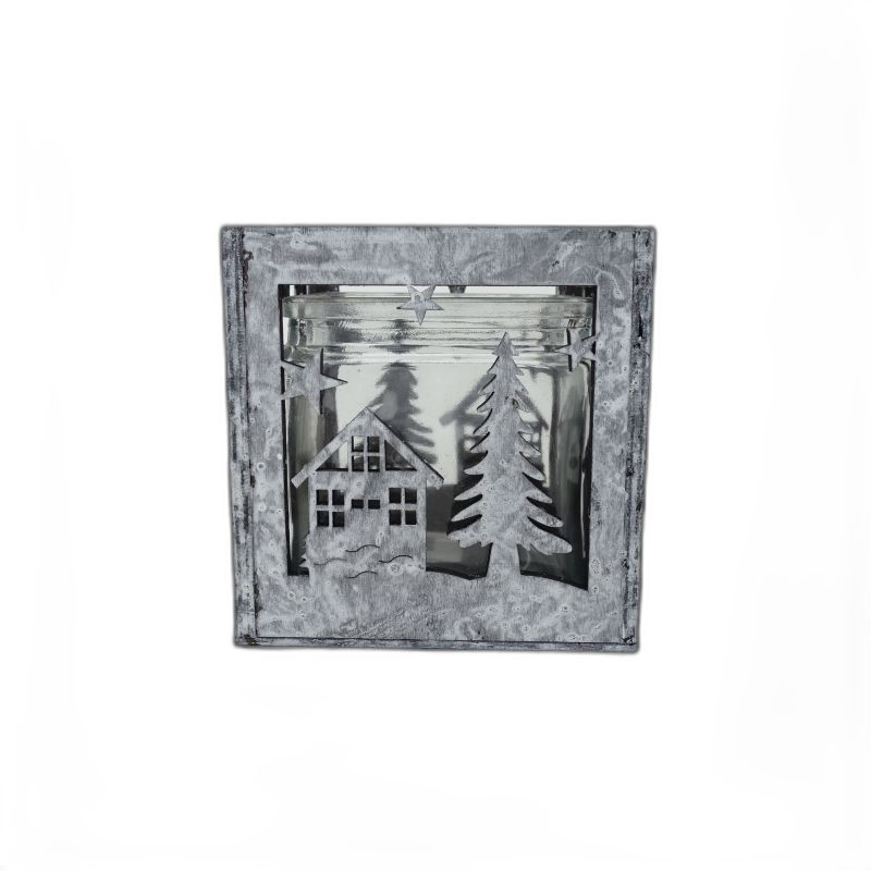 theelichthouder hout black/white 1x glas Jac