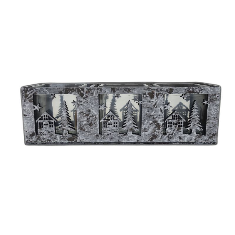 theelichthouder black/white Kerst 3x glas Jac