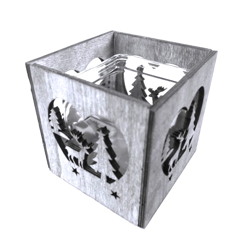 photophore bois noël carré gris Jac