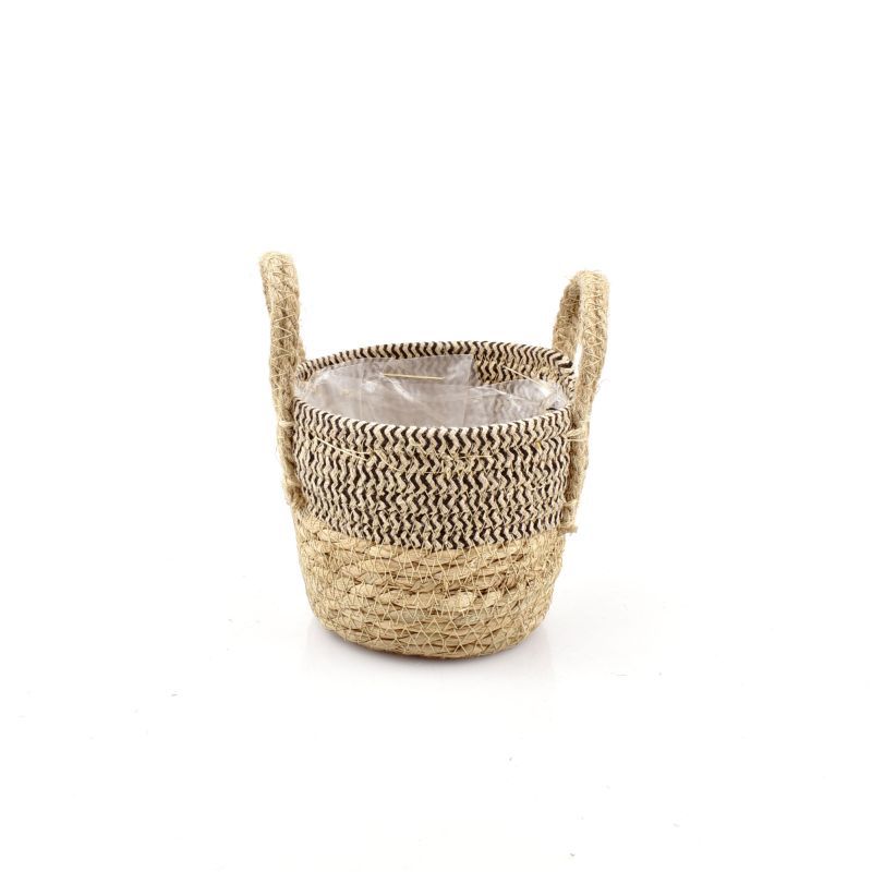 mand stro met jute oren zwart XXS
