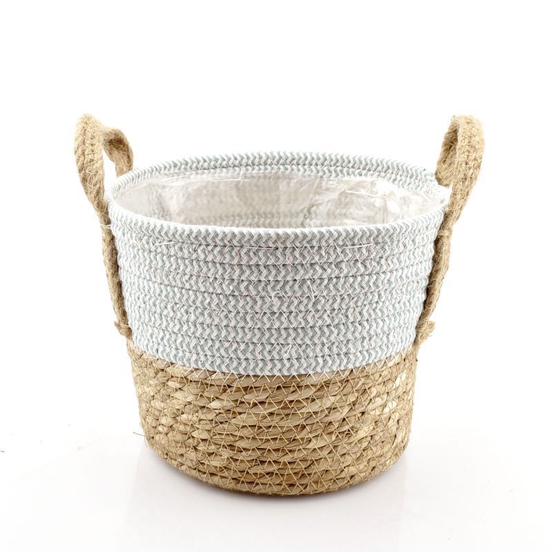 panier naturel ans jute bleu pastel XL