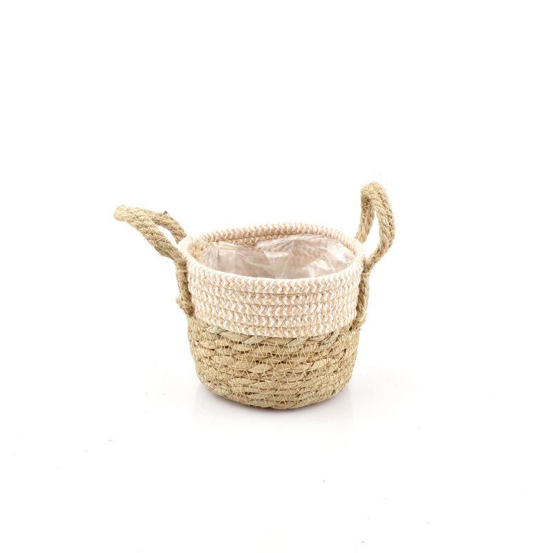 panier naturel ans jute rose pastel XXS