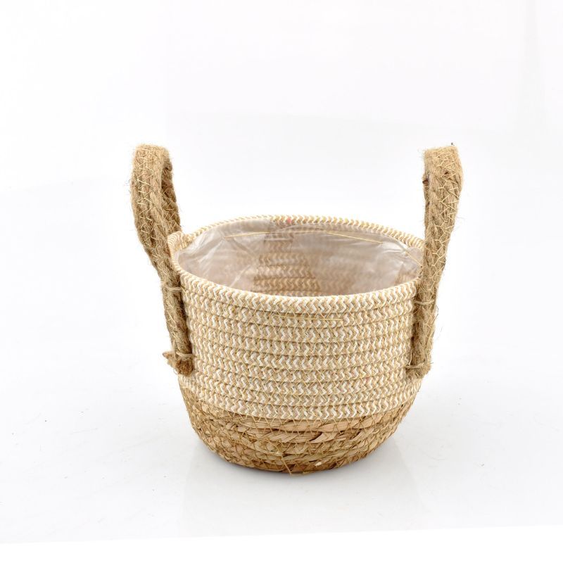 panier naturel ans jute naturel/blanc S