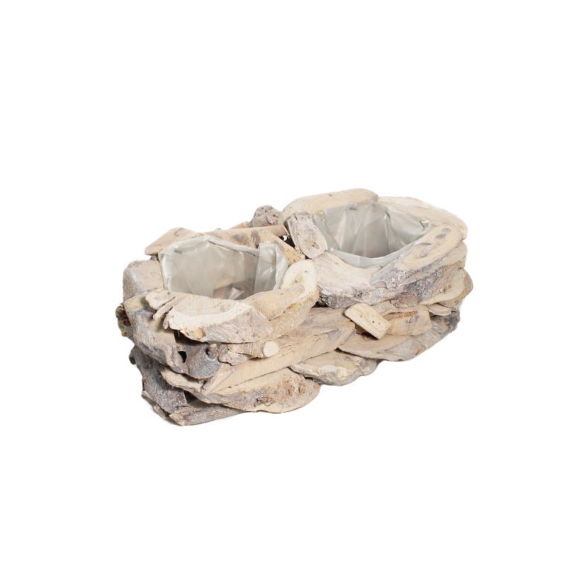 drijfhout duo planter whitewash