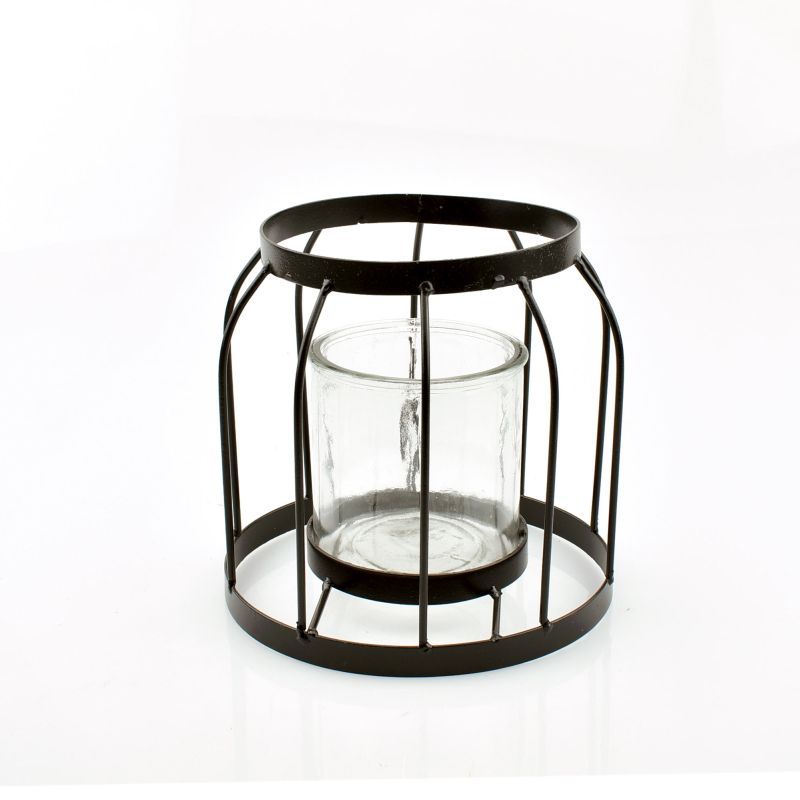 lanterne cage noir métal rond M