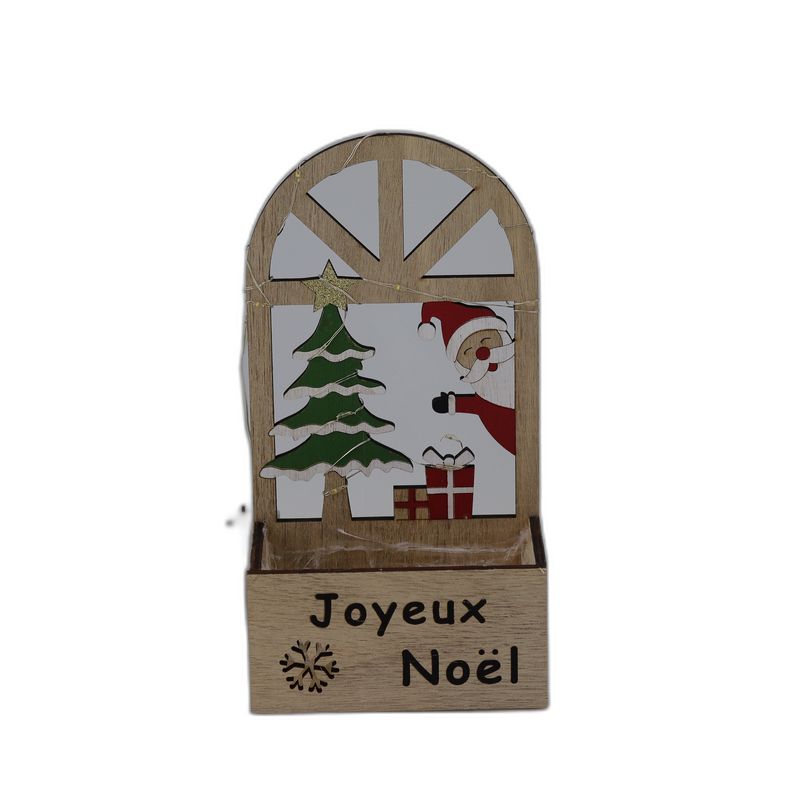 houten bakje kerst met leds