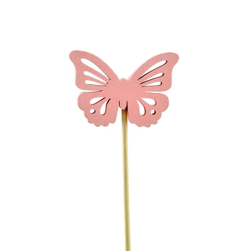 prikker hout vlinder rose  Pick 12pcs