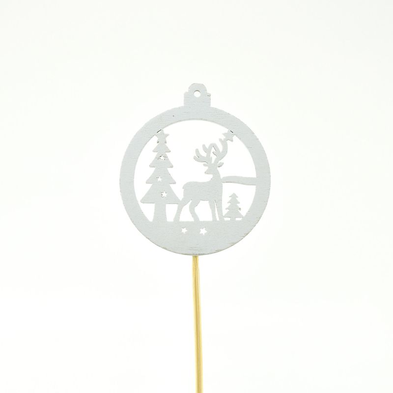 :pic en bois Boule de Noël blanc 12pcs