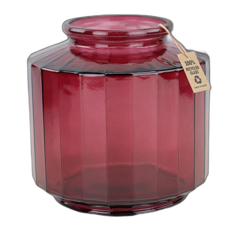 pot glas stripe rood D23 H23cm