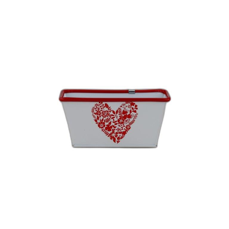 zinc rectangulair blanc avec coeur et bord rouge