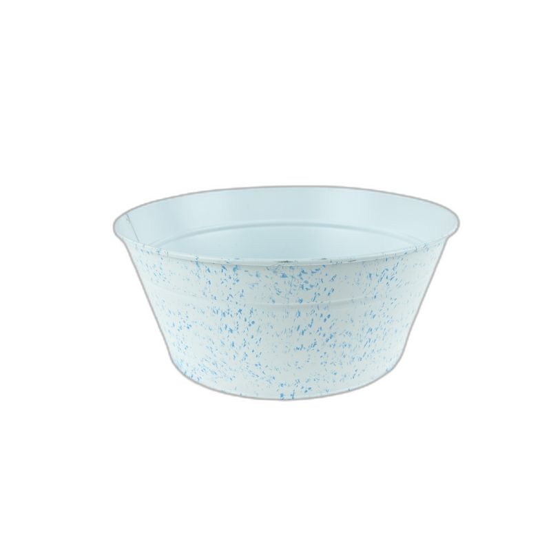 zinc rond avec 2 anses blanc spots blue