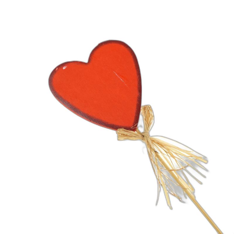 pique décoratif bois coeur Saint Valentin grand 6pc