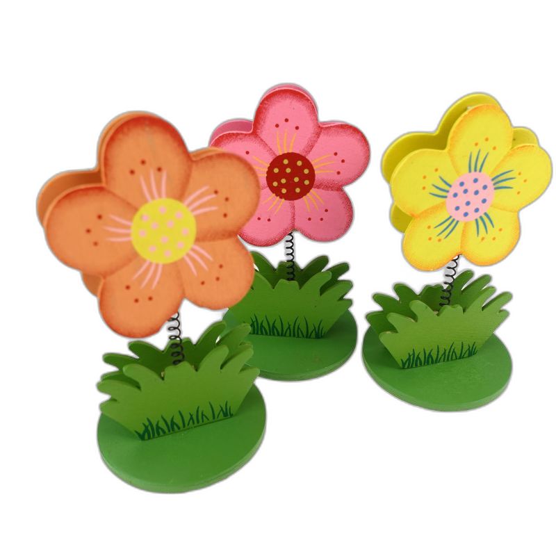 bloempje in hout als fotohouder  6pcs