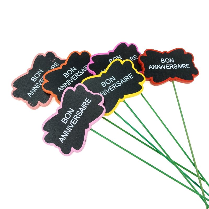 prikker houten Bonne anniversaire 12pc