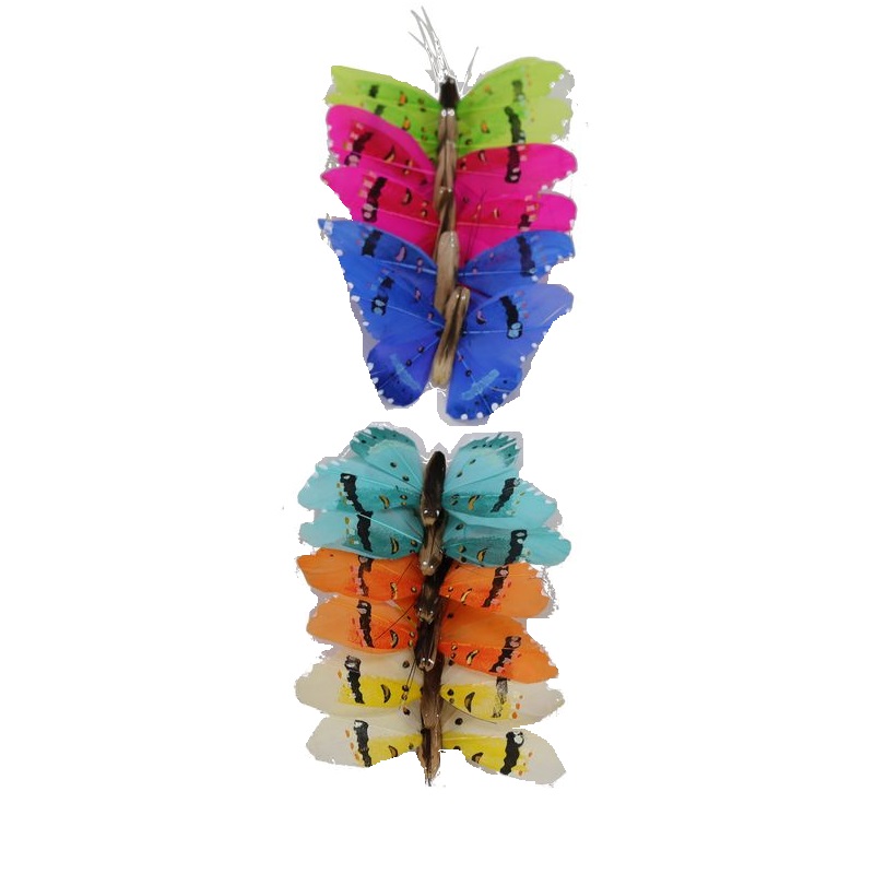 deco vlinder 12pcs - 8cm multicolor