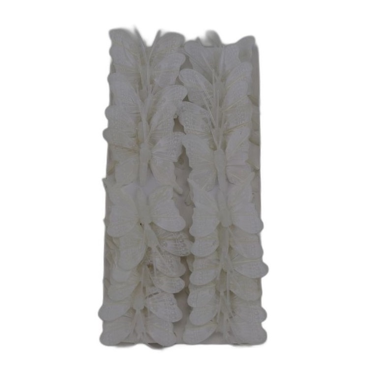 deco vlinder 24pcs - 5cm wit
