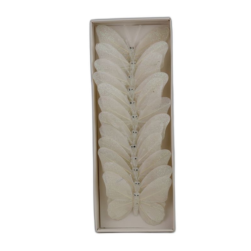deco vlinder 12pcs - 10cm wit